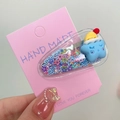 Kids cute glitter hair clip with blue moving sequins and a small blue star character - Star