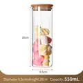 Cylindrical 550ml glass storage jar with wooden lid and 20cm height for snacks - 550ml / Replacement Bamboo Lid / 6.5cm*20cm