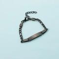 Customizable black stainless steel Cuban link ID bracelet for children with lobster clasp - Black 13+3cm