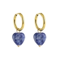 Gold Hoop Blue Texture Heart Stone