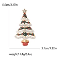 Golden Christmas tree brooch with colorful rhinestones and red pot in a festive style - Christmas Tree 3-0524 (Red & Green Rhinestone Pot)