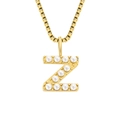 Elegant titanium steel necklace with pearl-studded letter Z pendant and box chain - Letter Z - Gold