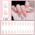 Vue détaillée de faux ongles roses avec lignes argentées et ensemble de 24 pièces. - Dégradé Rose Blanc Vagues Argent (Y-267)