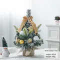 Mini 40cm flocked Christmas tree with gold baubles and natural burlap base for tabletop - No Light Version / 40CM / Gold