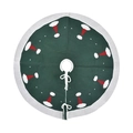 Dunkelgrüne Weihnachtsbaumdecke mit weißem Rand und roten Weihnachtsmützenmustern - Durchmesser 60cm / Dunkelgrün