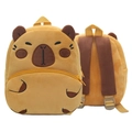 Cute capybara plush backpack with soft brown fur and adjustable straps for kids - Capybara