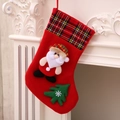 Red felt Christmas stocking with Santa Claus and green tree hanging on white fireplace - Red Large Stocking (Santa Style)