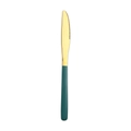 Coltello da bistecca dorato in acciaio inox con manico verde scuro per la tavola - Coltello da Tavola Verde e Oro