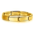 Polished gold Italian charm bracelet in stainless steel with modular stretch design - 9mm Gold Slim