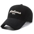 Black canvas baseball cap with white Alabama 1895 embroidery and curved brim - Black
