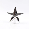 Zilveren 15cm kerstboomtopper ster met metallic afwerking en cilindrische basis - Glanzende Boomtop Ster / Glanzend Zilver