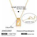 Goldene Edelstahlhalskette mit perlenbesetztem Katzenanhänger und Maßangaben - Katzen Stil (JDN0210007)