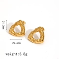 Minimalistische vergoldete Edelstahl-Ohrringe mit Vintage-Lavastruktur in Dreiecksform - Hohles Dreieck Gold (TE60178-G)