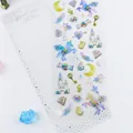 Autocollants 3D cristal époxy avec licorne dorée et château pour décorations de DIY - Licorne Lune