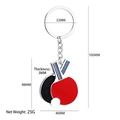 Porte-clés raquette de ping-pong 3D avec palettes rouge et noire et petite balle - Raquette de Tennis de Table X-1716