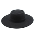 Classic black wool felt fedora with 9.5cm wide brim and matching ribbon for men and women - Black