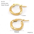 Nr. 156 18k vergoldete Edelstahl-Creolen mit gedrehtem Muster und 15mm Durchmesser - Gold [2.5*15mm]