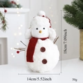 Dettaglio del pupazzo di neve in peluche da 18cm con sciarpa rossa e misure del prodotto - Taglia Grande (Pupazzo di Neve con Cappello Lei Feng)