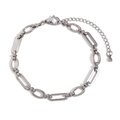 Minimalistisches silbernes Fußkettchen mit O-Link und Büroklammer-Ketten-Design für Damen - Einfaches Großes O-Ring Büroklammer Spleißen Fußkettchen / Stahlfarbe