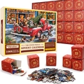 Puzzle Calendrier de l'Avent 1008 Pièces avec 24 Boîtes Motif Camion Rouge - Style sd56 (70x50cm)