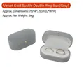 Grey velvet double ring box with gold buckle, features white lining, 7.5x4x3.5cm size - Double Ring Box / 7.5*4*3.5cm / Gray