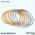 Set of 7 stacked 18k gold-plated titanium steel bangles in gold, silver, and rose gold - 7Pcs Set-Tri-color Mix (KB124186-LO)