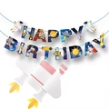 Space themed Happy Birthday banner featuring astronauts and rockets for party decoration - Astronaut Banner 1Pc