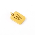 Polished gold square pendant with hollowed-out letter W design in stainless steel - Letter W (W-Pendant)