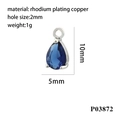 Blue pear-cut zircon pendant with rhodium-plated copper dimensions 10x5mm and 2mm hole size - Silver Base-Sky Blue