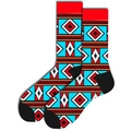 Chaussettes ethniques avec motifs géométriques colorés et texture en maille pour adultes - Taille 39-45 / Carré Bleu Rouge
