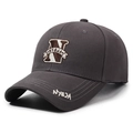 Dark gray cotton baseball cap featuring embroidered N patch and white text branding - Gray