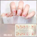 Detail of rose and sequin nail wraps with sweet pink glitter pattern, model CS-413 - CS413