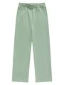 Detail of light green straight-leg sweatpants showing elastic waist and soft knit fabric - Bean Green