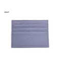 Violet pebble grain leather card holder featuring multiple slots and durable stitching - Light Purple