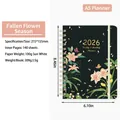 2026 A5 weekly planner with floral black cover and gold spiral binding for organization - Rainy Season (2026)