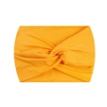 Elastic wide yoga headband in bright yellow with a stylish central twist knot design - Goose Yellow