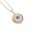 18K Gold Herzanhänger Halskette mit blauem Evil Eye Design und hohler Gliederkette - Hohlherz-Stil (2#)