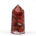 Handmade hexagonal crystal tower with red agate stones in clear resin for yoga - Red Agate