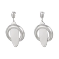 Pendientes geométricos plateados con base redonda y colgante ovalado en acabado pulido - Estilo de anillo geométrico moderno (KE23577-D) / Color Acero