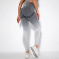 Legging de yoga sans couture à taille haute avec dégradé gris et effet galbant - Dégradé Gris Blanc
