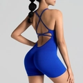 Tuta da yoga blu reale con spalline sottili incrociate e vestibilità aderente - S / Blu Reale