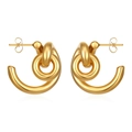 Elegantes pendientes de nudo para mujer en acero inoxidable chapado en oro de 18K - Pendientes de nudo fundido / Dorado