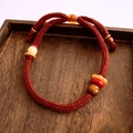 Detailed view of handcrafted woven rope necklace with mixed agate and wooden beads - Necklace-Coffee-Beaded
