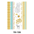 Temporäre Metallic-Tattoos in Gold und Blau mit Mond und Federmustern auf Modell YH-106 - YH-106 Stern Mond Hirsch Feder Natur / 210*148mm