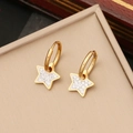 Golden star earrings with white cubic zirconia crystals on a premium display stand - Star Style (1#Star)