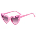 Pink heart-shaped sunglasses for kids with purple floral accents and gradient lenses - C3-Pink Frame
