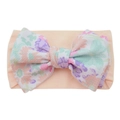 Baby nylon headband featuring a large floral bow in soft pink and purple tones - #19 Pastel Floral