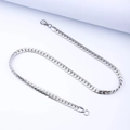 Collana da uomo a catena piatta NK in acciaio inossidabile lucido tonalità argento - Stile NK Sbalzato / 5.0mm / Color Acciaio / EU 45