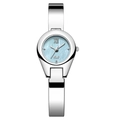 Elegant silver bracelet watch for women featuring a light blue mother-of-pearl dial - Silver Case Light Blue Dial Silver Band