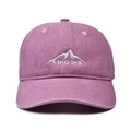 Detailed view of washed purple baseball cap featuring mountain and BIG SIS embroidery - One Size / Pink-BIG SIS